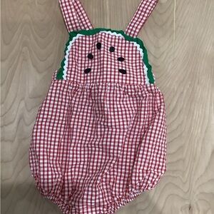 Red Gingham Watermelon Baby Romper